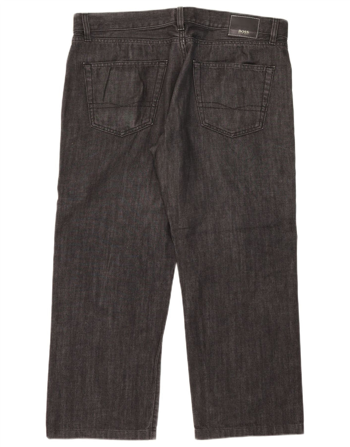Hugo Boss Herren Straight Jeans W38 L26 Schwarze Baumwolle