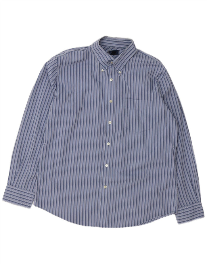 DOCKERS Herrenhemd Größe 16 16 1/2 Große blau gestreifte Baumwolle