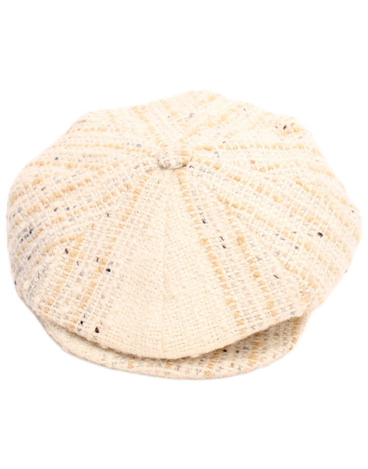 DONEGAL Damen Schiebermütze, groß, beige, Fischgrätenmuster, Schurwolle