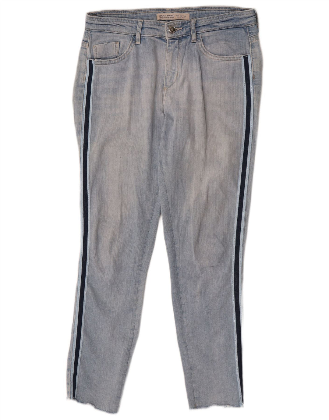 Zara Damen Slim Jeans EU 38 Small W28 L27 Blauer Farbblock