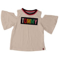 TOMMY HILFIGER schulterfreies Oberteil mit Grafik für Mädchen, 8–9 Jahre, Mittelweiß