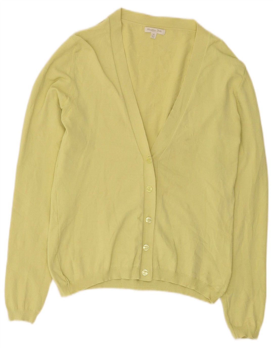 Massimo Dutti Damen Strickjacke UK 12 Mittelgelbe Viskose