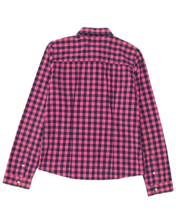 Hollister Damen-Hemd UK 14 aus mittelrosa Gingham-Baumwolle