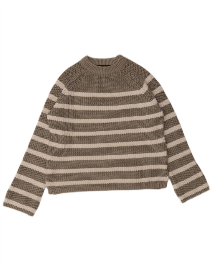 Marks & Spencer Damen-Pullover mit Rundhalsausschnitt, Gr. 10, Größe S, grau gestreift