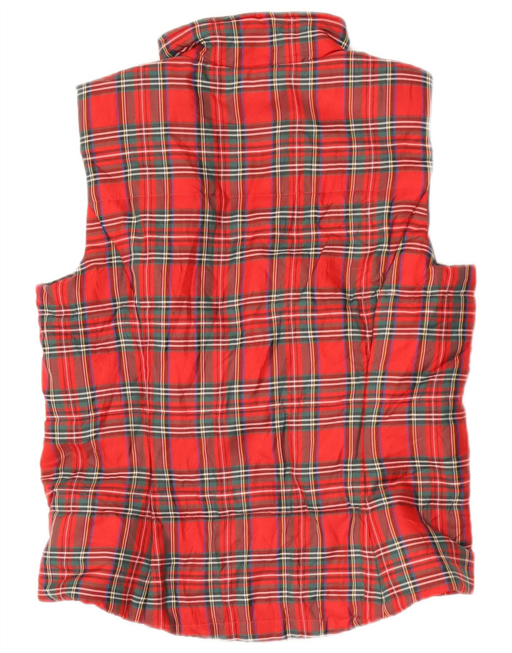 Chaps Wattierte Damenweste UK 14 Mittelrot kariertes Polyester