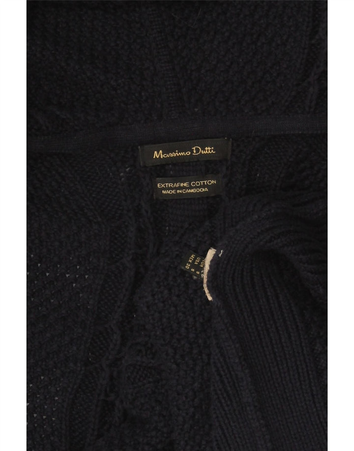 MASSIMO DUTTI Damen Longline Cardigan Pullover UK 10 Small Marineblau
