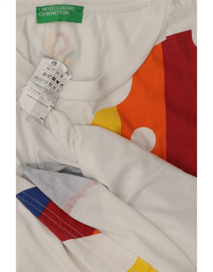 Benetton Jungen-T-Shirt mit Grafik, 15–16 Jahre, mittelweiße Baumwolle