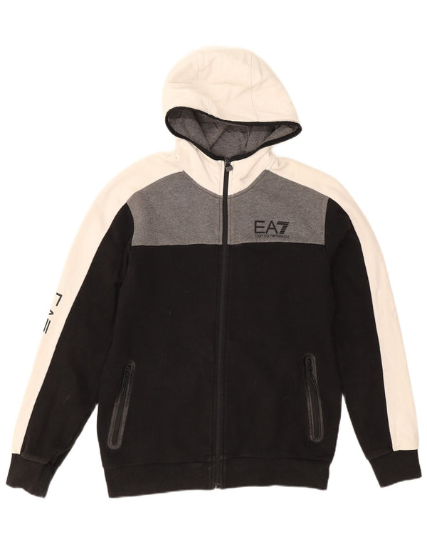 Emporio Armani Herren-Kapuzenpullover mit Reißverschluss, klein, Schwarz, Farbblock, Halloween
