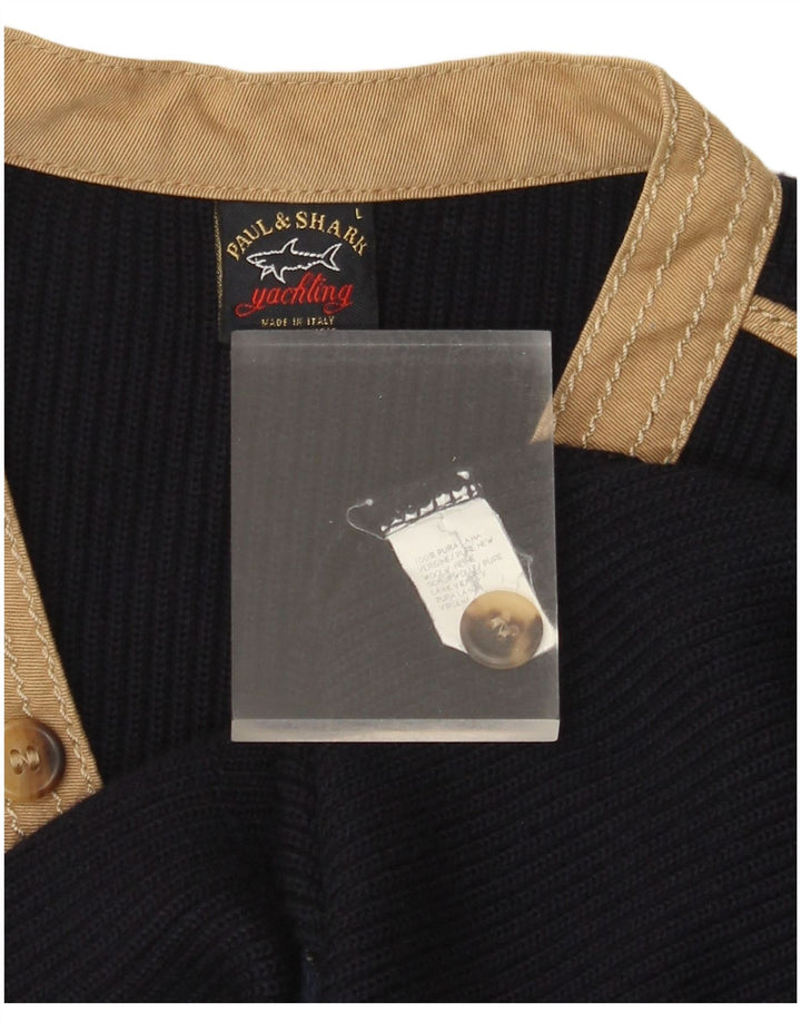 PAUL & SHARK Herren-Pullover mit V-Ausschnitt, groß, marineblau, Colourblock-Wolle