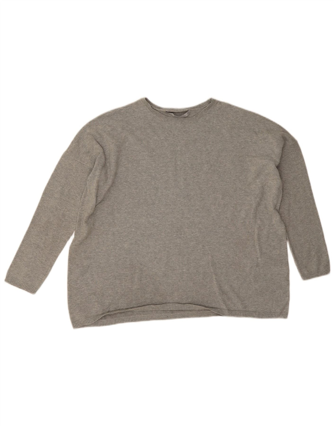 Zara Damen-Pullover, übergroß, U-Boot-Ausschnitt, Gr. 14, Mittelgrau meliert