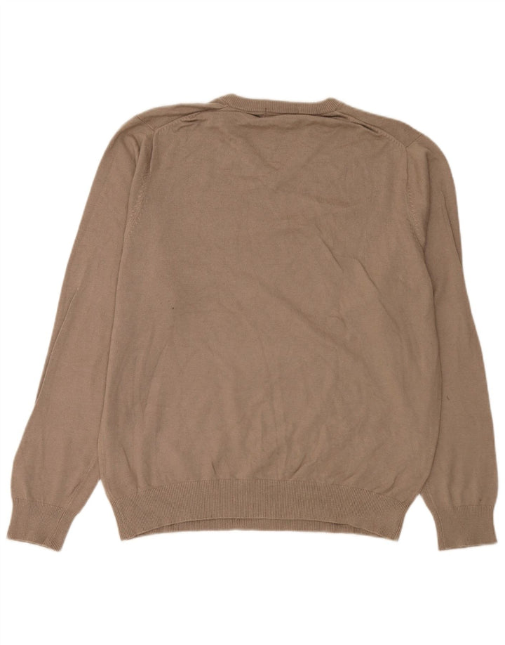 Marks & Spencer Herren-Pullover mit V-Ausschnitt, groß, braune Viskose