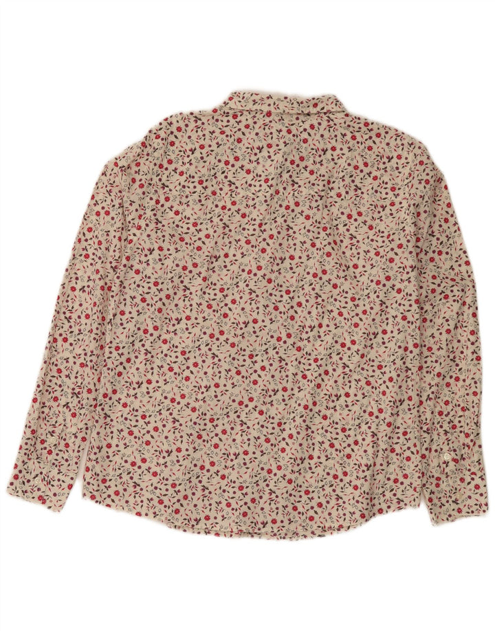 Benetton Damen-Hemd UK 16, groß, weiß geblümt
