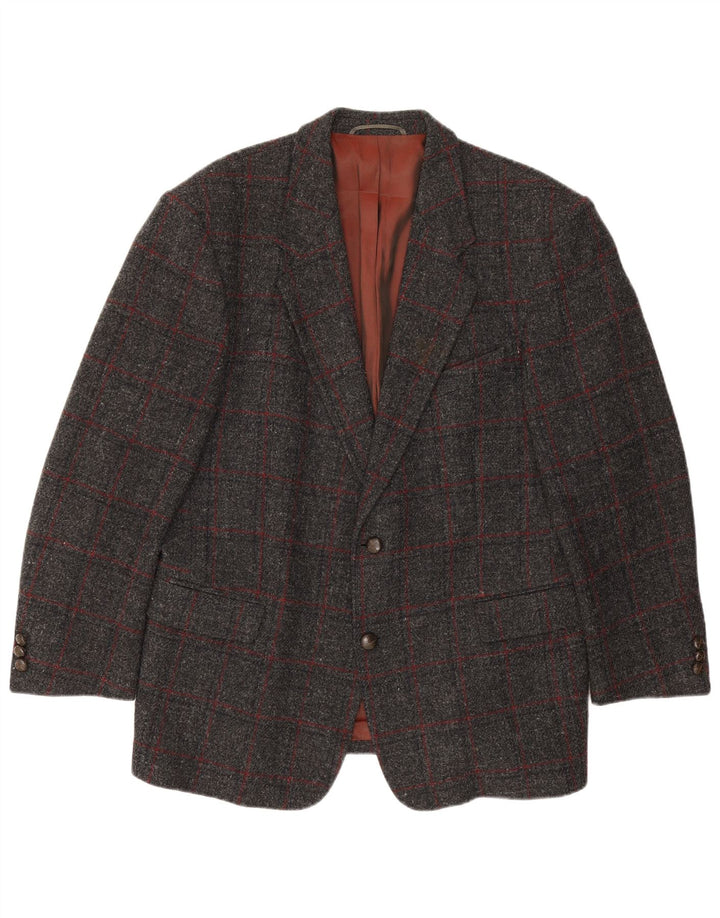 Scirocco Herren-Blazer aus Harris-Tweed mit 2 Knöpfen, Gr. 40, groß, grau kariert