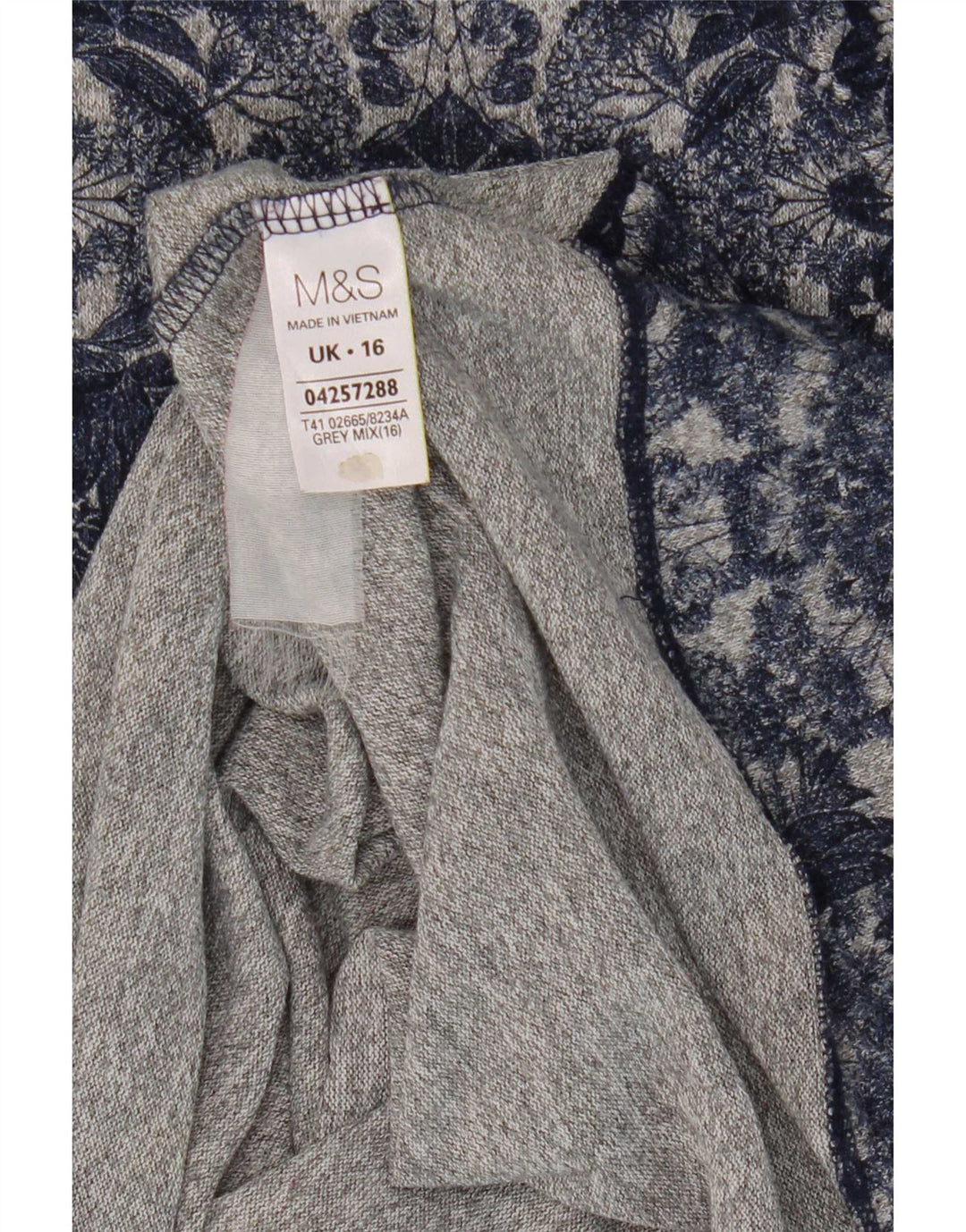 Marks & Spencer Damen-Top, 3/4-Ärmel, UK-Größe 16, Größe L, blau, geblümt, Polyester