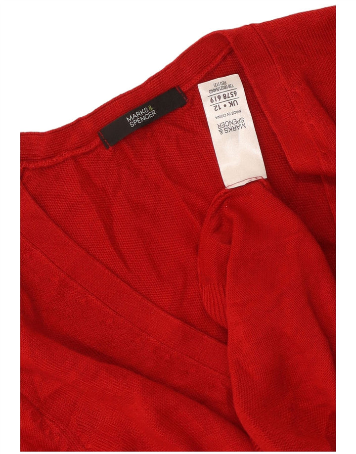 Marks & SPENCER Damen-Strickjacke, Gr. 12, Mittelrot, Acryl