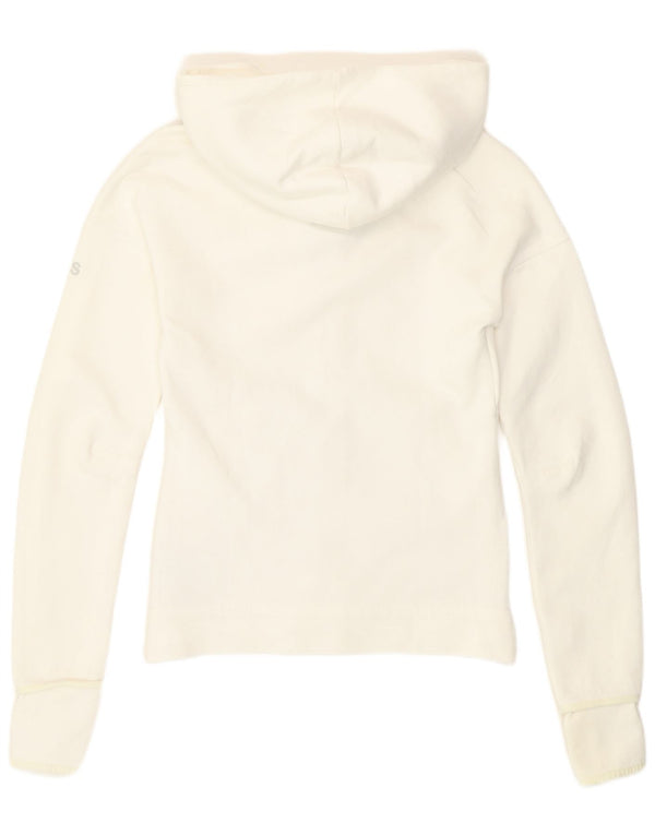 Adidas Damen Zip Hoodie Pullover UK 4/6 XS Weiße Baumwolle