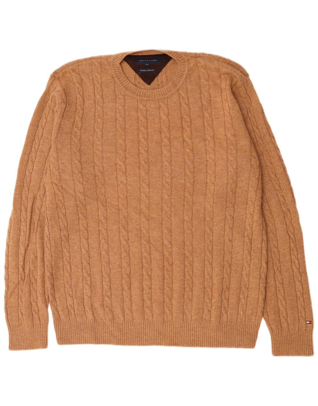 Tommy Hilfiger Herren-Pullover mit Rundhalsausschnitt, XL, braune Lammwolle