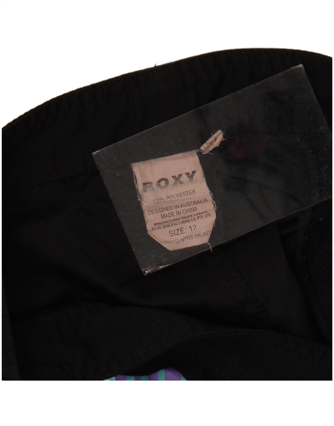 ROXY Womens Graphic Casual Shorts US 12 Large W34 Schwarzes Polyester
