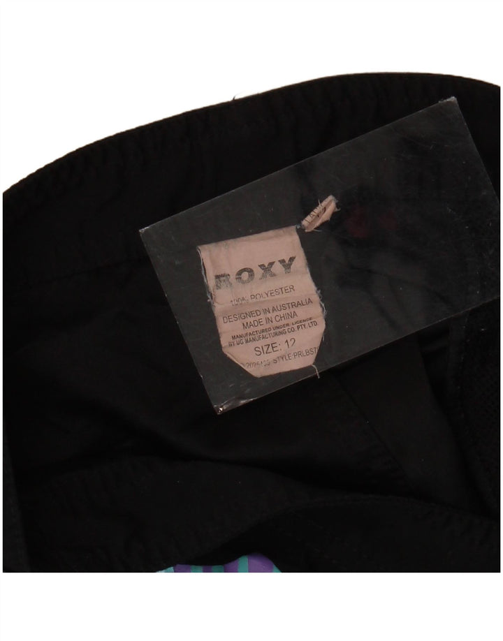 ROXY Womens Graphic Casual Shorts US 12 Large W34 Schwarzes Polyester