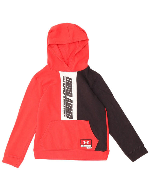 Under Armour Jungen-Kapuzenpullover mit Grafik, 9–10 Jahre, Mittelrot, Farbblock