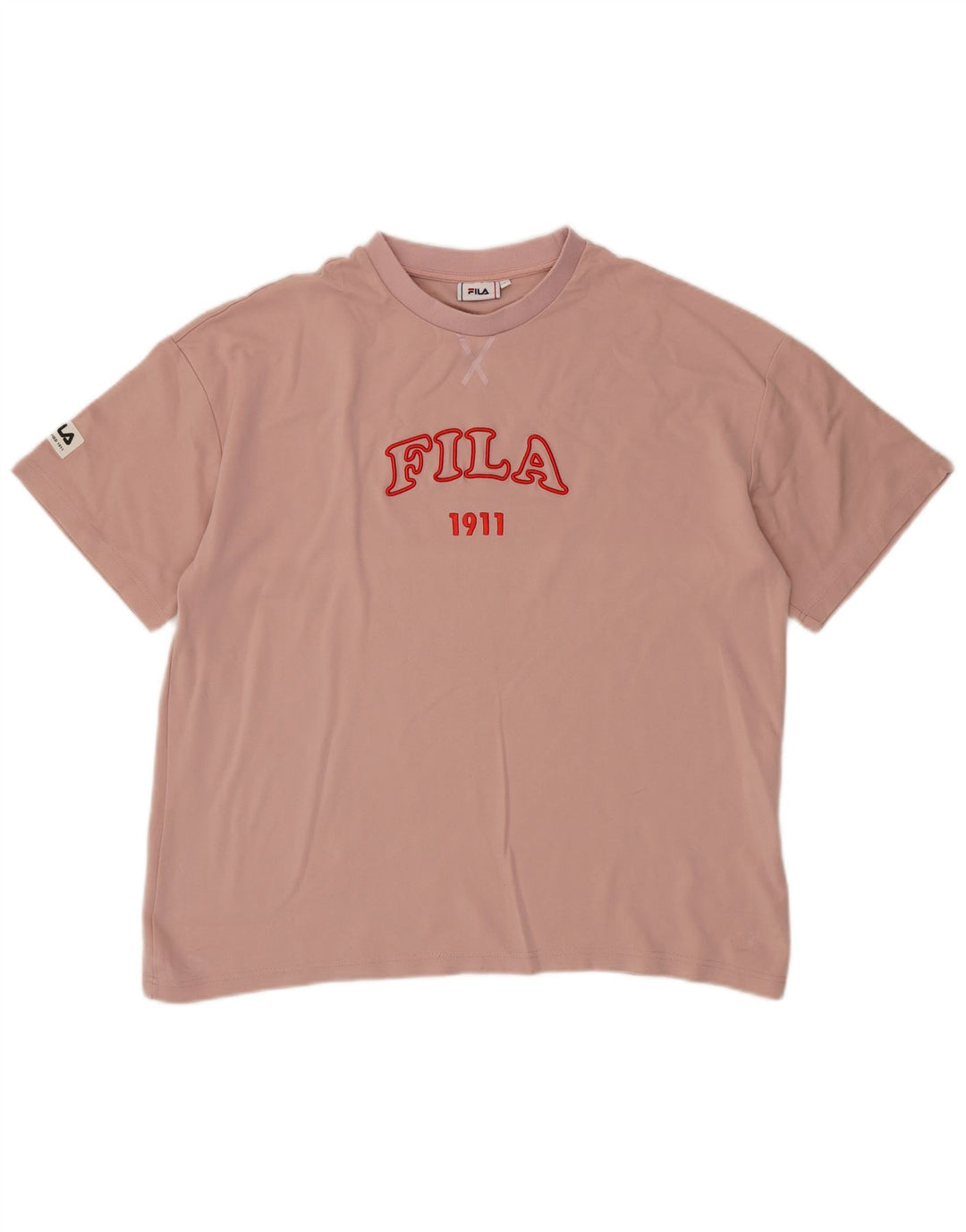 FILA Damen Übergroßes grafisches T-Shirt-Oberteil UK 16 Große rosa Viskose