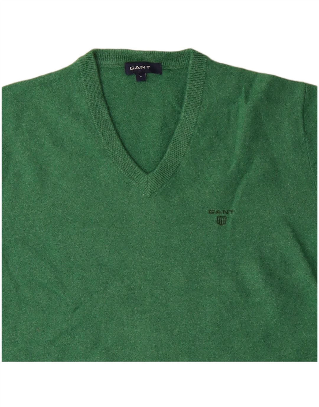 GANT Damen-Pullover mit V-Ausschnitt, UK 14, Größe L, grüne Lammwolle