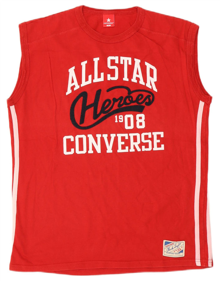 Converse Herren Grafik-Weste-Oberteil, groß, rote Baumwolle