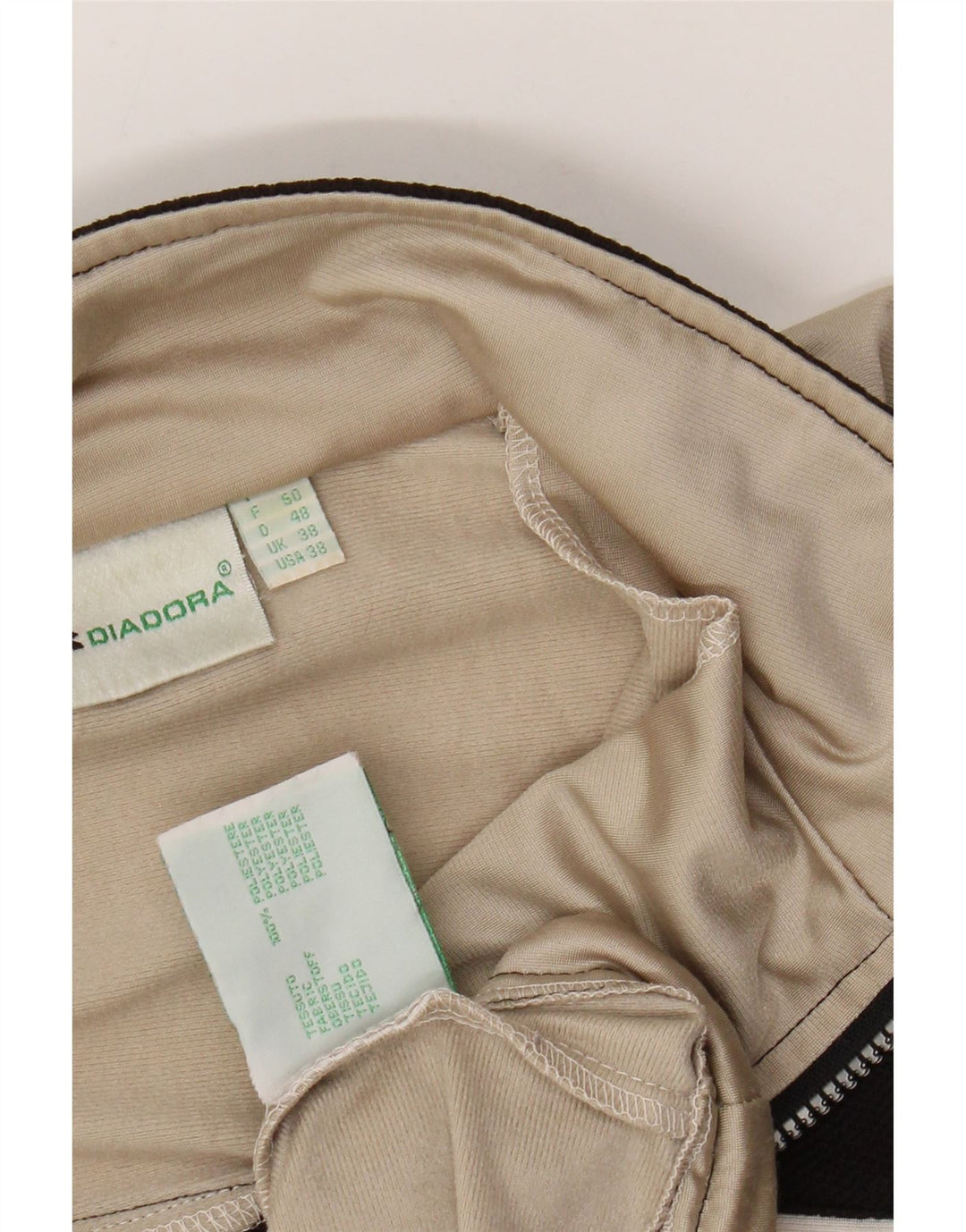 DIADORA Herren-Trainingsanzugoberteil, UK-Größe 38, mittelbeigefarbenes Farbblock-Polyester