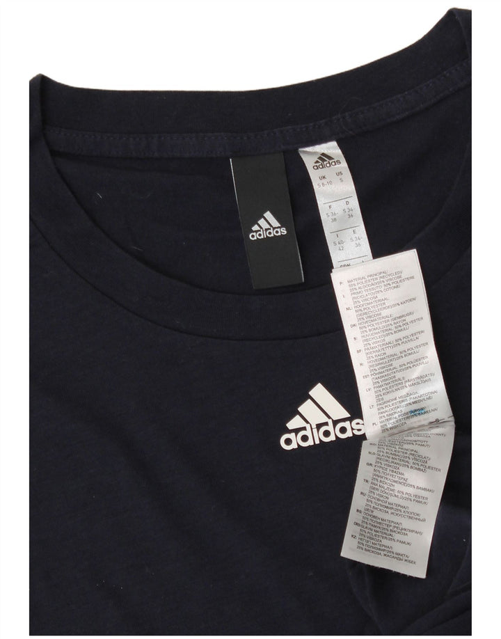 ADIDAS Womens T-Shirt Top UK 8/10 Small Navy Blue Polyester