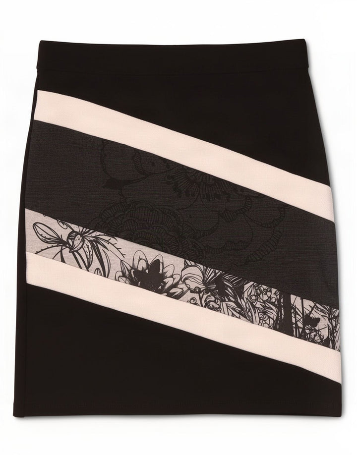 Desigual Damen Minirock Medium W28 Schwarz geblümte Viskose