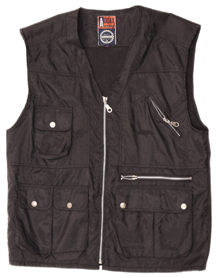 Vintage Herren Utility Gilet UK 38 Mittelschwarzes Nylon