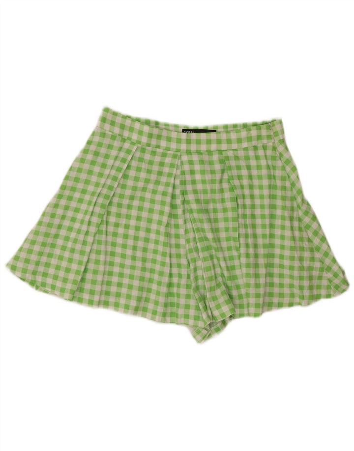 Zara Damen Pegged Casual Shorts Medium W28 Grün Gingham