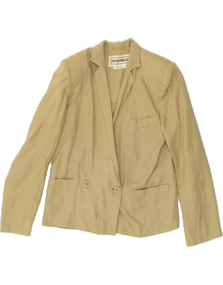 SPORTMAX Womens Double Breasted Blazer Jacket IT 40 Small Beige Linen | Vintage Sportmax | Thrift | Second-Hand Sportmax | Used Clothing | Messina Hembry 