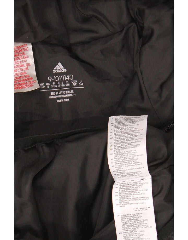 Adidas Jungen wattierte Jacke mit Kapuze, 9–10 Jahre, schwarzes Polyester