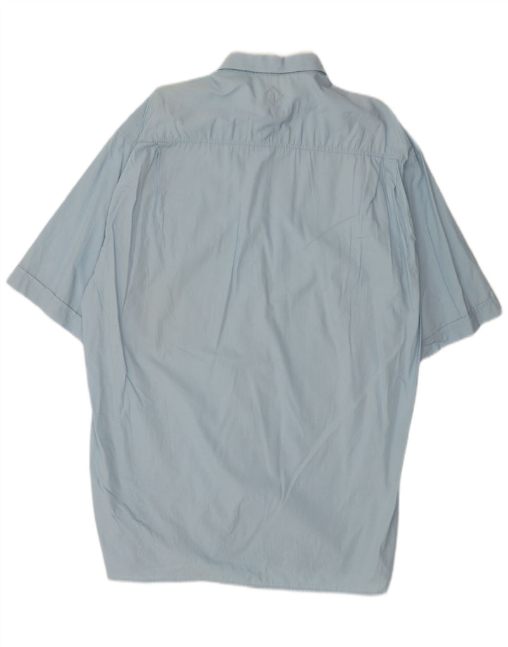 Ungaro Herren-Kurzarmhemd, Größe 16, groß, blaue Baumwolle