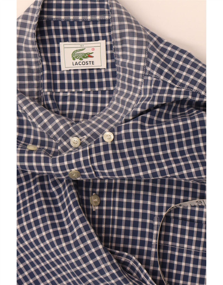 Lacoste Herrenhemd, Größe 41, groß, marineblau, kariert