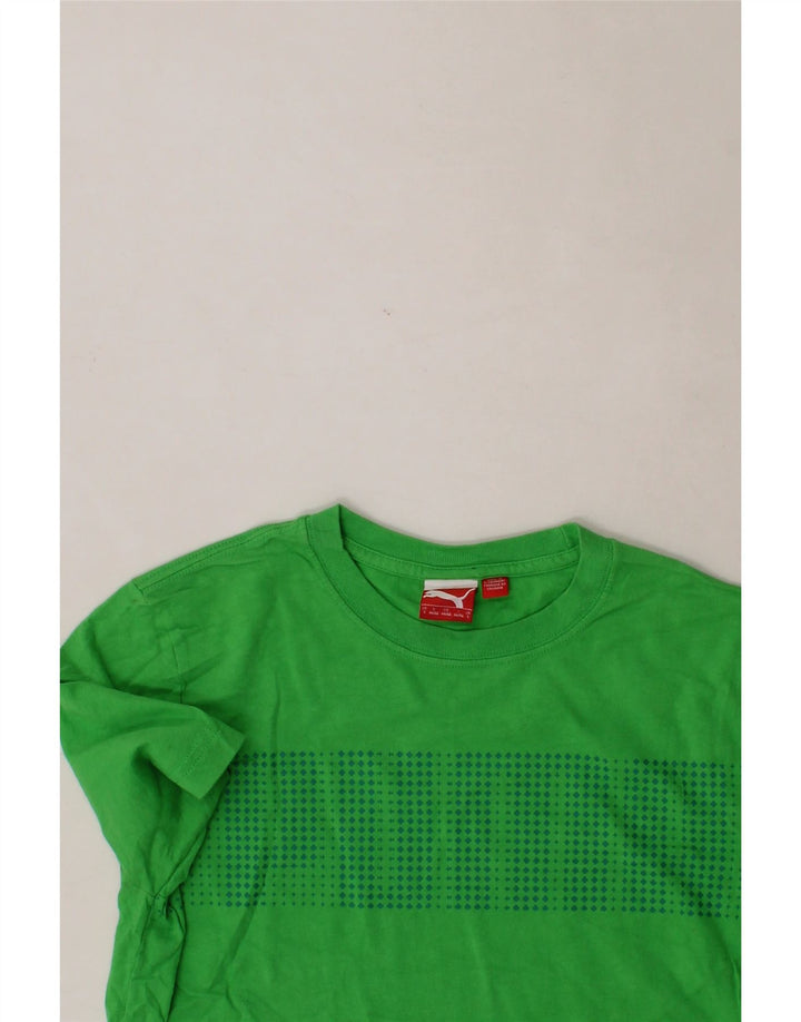PUMA Mens Graphic T-Shirt Top Small Green Spotted Cotton Vintage Puma and Second-Hand Puma from Messina Hembry 
