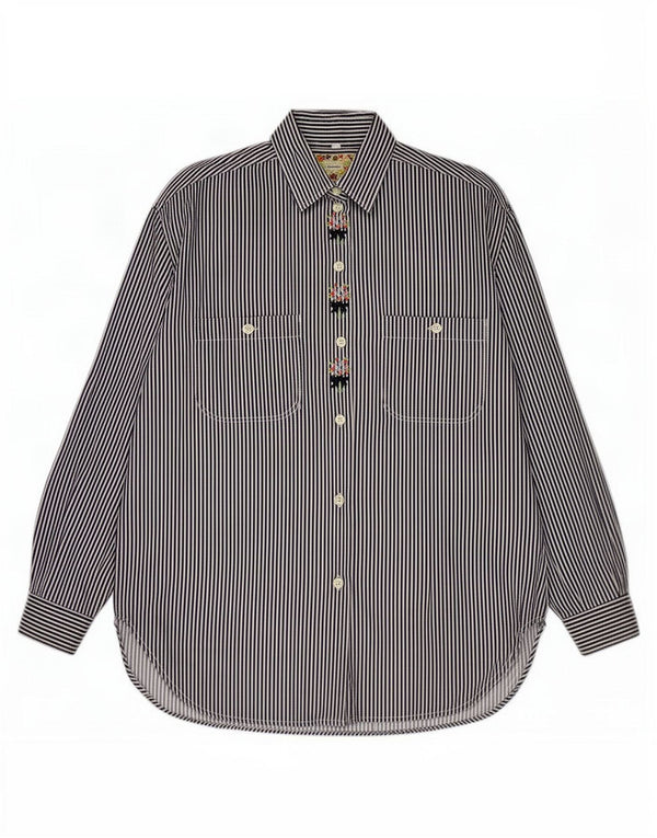 Übergroßes Damen-Hemd von Superior, UK 18, XL, blauer Nadelstreifen