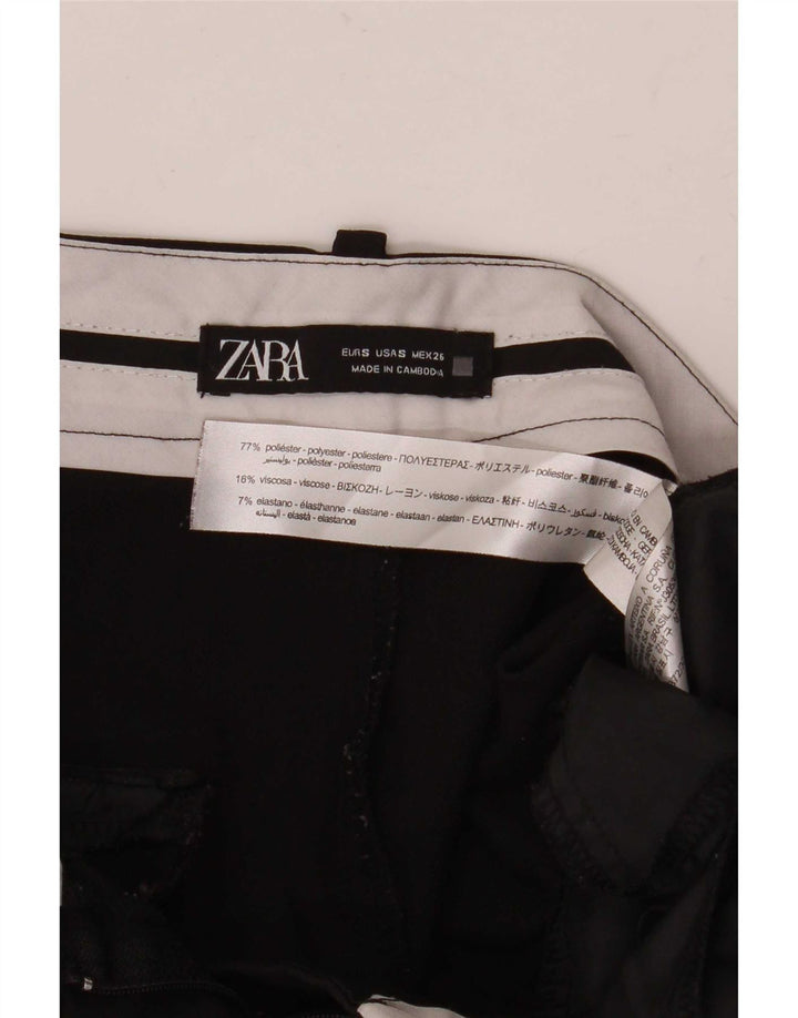 Zara Damen-Anzughose mit weitem Bein, Größe S, W26, L28, Schwarz, Polyester
