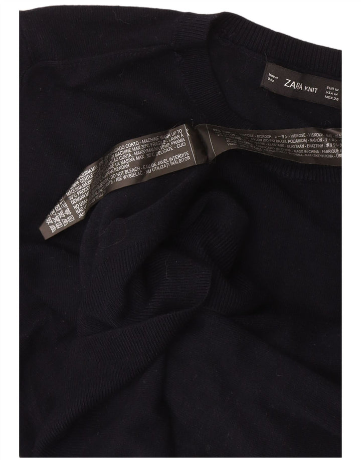 Zara Damen-Pullover mit Rundhalsausschnitt, UK 12, mittlere schwarze Viskose