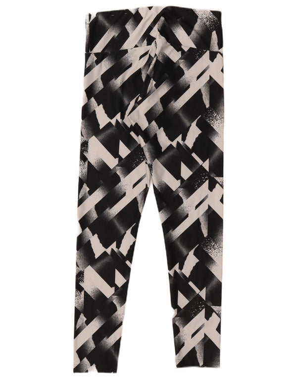 Puma Damen Leggings UK 12 Medium Schwarz Geometrisch