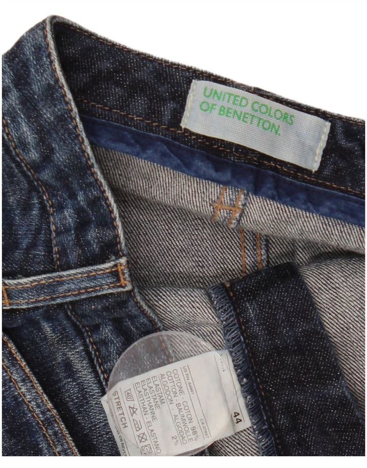 Benetton Damen Jeansrock IT 44 Medium W32 Marineblaue Baumwolle