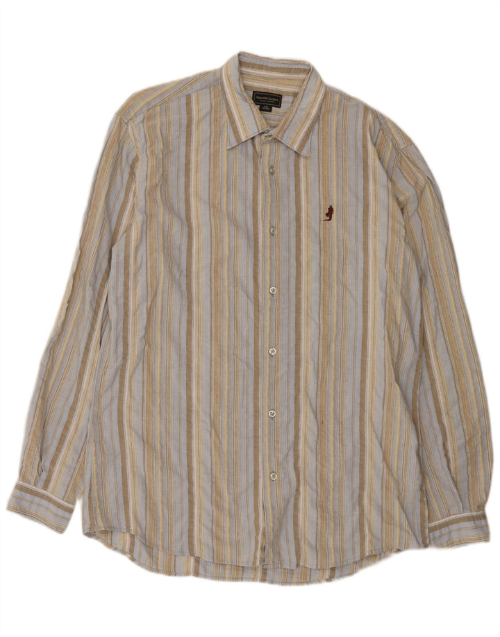 Marlboro Classics Herrenhemd XL blau gestreift aus Baumwolle