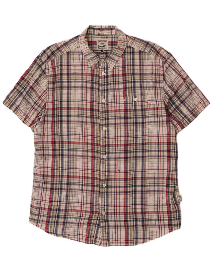 Wrangler Herren-Kurzarmhemd XL aus mehrfarbig karierter Baumwolle