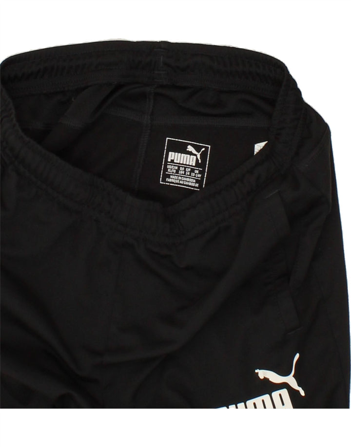 PUMA Boys Graphic Tracksuit Trousers 13-14 Years Black Polyester Vintage Puma and Second-Hand Puma from Messina Hembry 