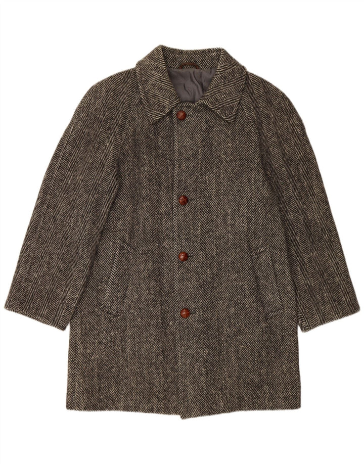 BLUE DEVIL Herrenmantel UK 38 Mittelgraue Wolle mit Fischgrätenmuster