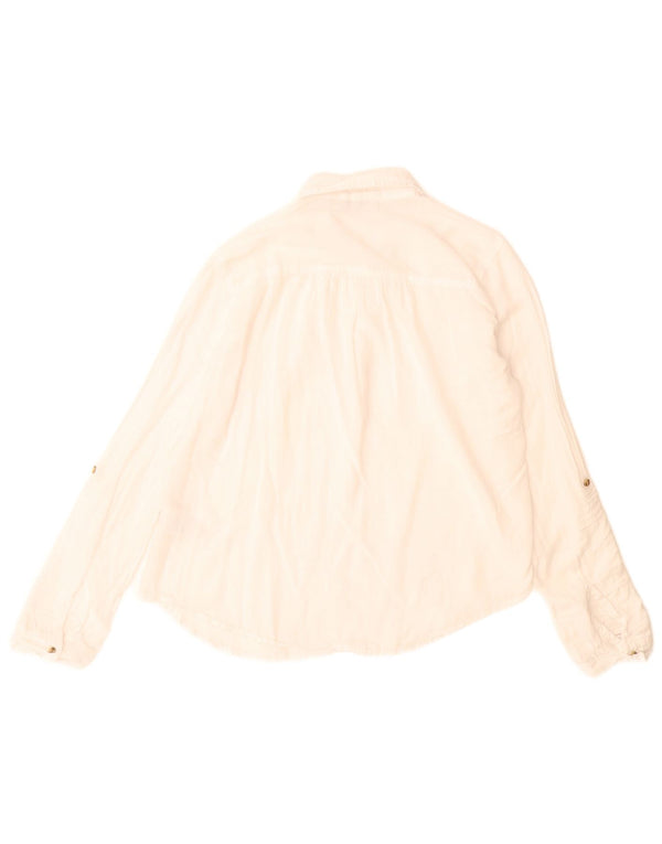 Hollister Damen Pullover-Hemd UK 6 XS Weiße Baumwolle