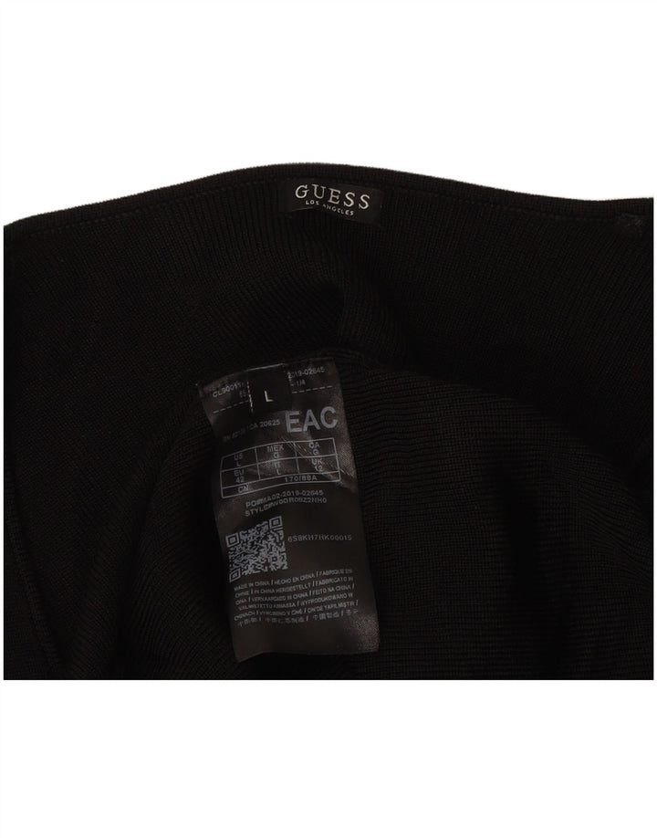 Guess Damen Top Langarm UK 12 Medium Schwarz Rayon