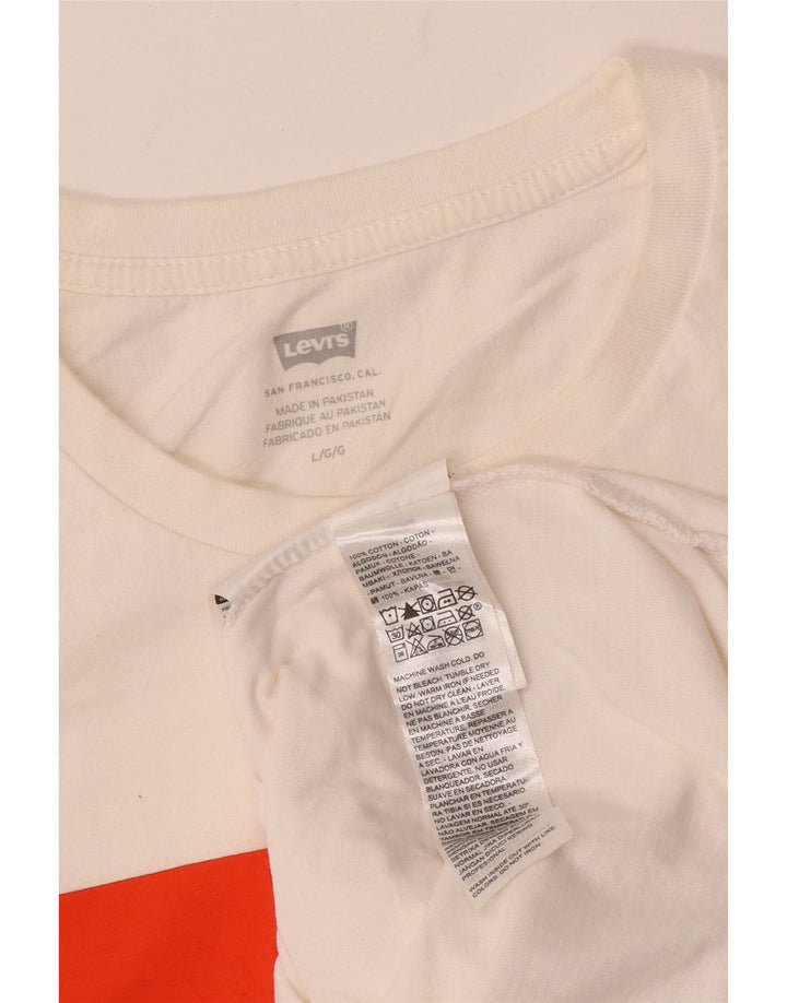 Levi's Damen-T-Shirt mit Grafik, UK 16, Größe L, cremefarbene Baumwolle