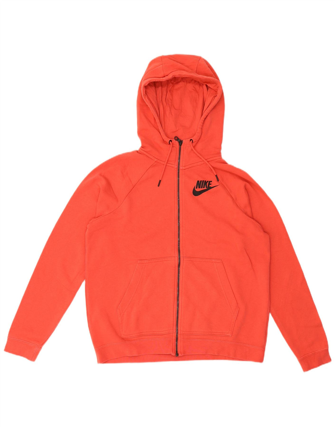 Nike Damen-Pullover mit übergroßem Reißverschluss und Kapuze, UK 14, mittelrote Baumwolle